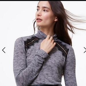 NWOT Loft eyelash lace turtleneck gray classic